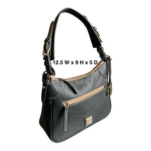 Dooney & Bourke Milly Black Pebble Grain Leather Hobo 28 Shoulder Bag EUC